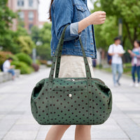 Dot Pattern Bag Slouchy Shoulder Bag with Exterior Pocket Versatile
