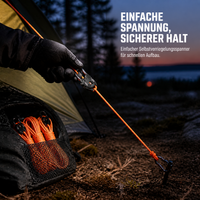 Self-Locking Windproof Tent Rope Adjuster with Reflective Guy Line and Carabiner for Outdoor Camping
