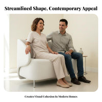 Light Luxury design Armless Two-Seater Settee space-saving Size Scalloped rear Settee Minimalist Aesthetic Loveseat Slim Golden Legs for Business Owners, Interior Designers, Living Room, cosmetics studio, Reception Area, Retail boutique