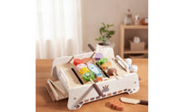 Wooden Barbecue Toy Grill Storage Friendly Play Barbecue Set with Skewers Compact Toy Grill for Playroom
