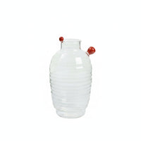 Small-Mouth Glass Vase with Ribbed Texture Compact Ribbed Glass Bottle Vase Textured Single-Stem for Minimalists, Tabletop, Hydroponics, Home Decor