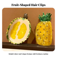 Acetate Fruit Clip Cute Acetate Fruit Jaw Clip Summer Look Cherry Hair Claw for Women, Girls, Daily Use, Casual Outings, Festivals