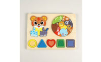 1 Piece Wooden Shape Puzzle Board with Animal Theme Geometric Blocks Matching Puzzle Splinter-free Design Suitable for Cognitive Development Indoor Play