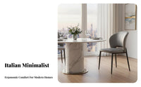 Italian Design Upholstered Side Chair with Curved Back Minimalist Design Curved Backrest Chair Light Luxury Seating Furniture Soft Padded for Families, Homeowners, Restaurant Owners, Dining Room, Kitchen, Study, Home Office