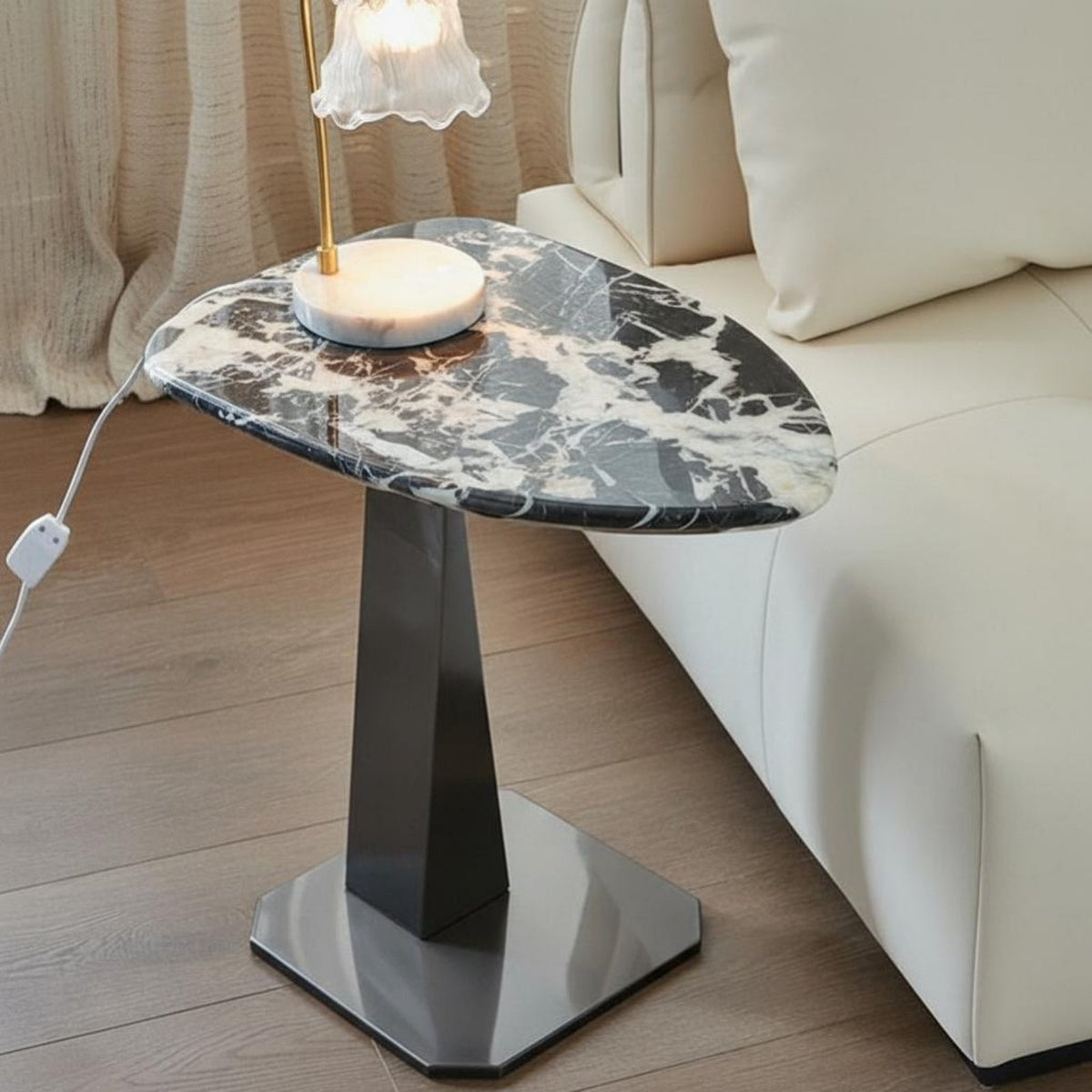 Minimalist aesthetic Irregular Stsingle Top Table Modern Design Living Room Furniture Creative Shape Accent Piece space-saving Size for Homeowners, Apartment Dwellers, Bedroom, Small Spaces, Reception Area, Office
