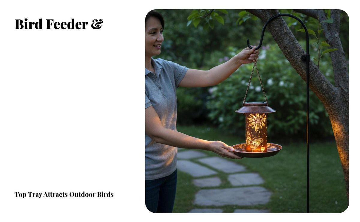 Solar birds Feeder lighting Solar Powered Waterproof Decorative Projection Lantern for Yard, Patio