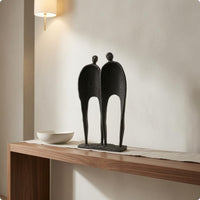 Abstract Couple Figurine Textured Abstract Figurine Tabletop Cast Iron Couple Statue for Table, Display