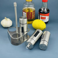 Kitchen Stainless Steel 3-Piece Seasoning Bottle Set for Solid and Liquid Condiments
