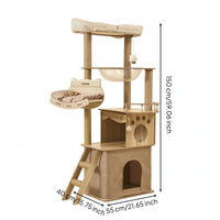 Wooden Feline Climbing Structure Padded Cat Climbing Tree Beige Animal Furniture