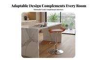 Modern Minimalist Design Upholstered Swivel Bar Chair Built-in Footrest Adjustable Height Pedestal Stool Stable Round Base Home Seating Padded Seat for Business Owners, Homeowners, Adults, Restaurant, Counter, Kitchen Island, Dining Room