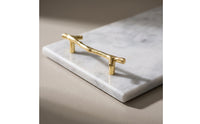 Marble Tray with Handles Rectangular Stone Tray with Gold Handles Multipurpose Modern for Dresser, Bathroom Counter