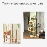 Hardwood Cat Tree with Space Capsule and Condo
