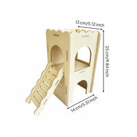Hamster with Ramp Wooden Hamster Playhouse Edges Small Animal Enclosure for Terrarium