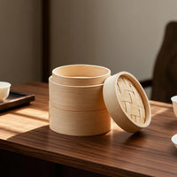 2 Pieces Bamboo Steamer with Lid Woven Bamboo Steamer Round for Chefs