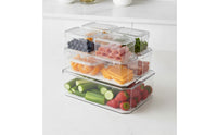 7 Pieces Fridge Organizer Stackable Fridge Storage Container with Lids Transparent Bins for Kitchen, Meal Prep