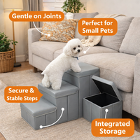 Dog Steps for Small with Soft Textile Construction, Foldable Pet Stairs for High Bed and Sofa, Portable Home Furniture Ladder