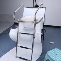 Curved Handrails Boat Swim Platform Textured Dot Pattern Stainless Steel Swim Platform Ladder Non-Slip Boat Boarding Ladder