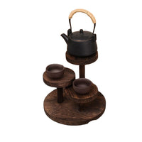 New Chinese Style Solid Wood Display Shelf for Tea Cups, Multi-layer Retro Tabletop Decor