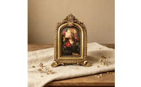 5 Pieces Tabletop Photo Frame Vintage Picture Frame with Stand Gold Tone Picture Holder for Collectors