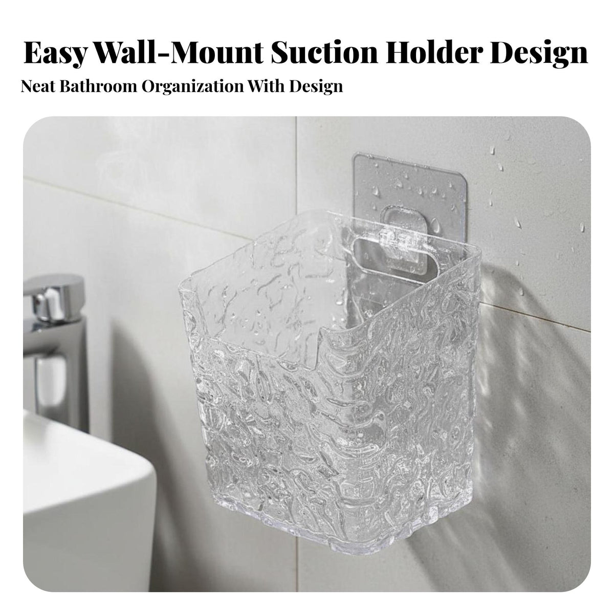 2 Pieces Wall Mounted Storage Box No Drilling Bathroom Holder Stick-on-Effortless Storage Container Space-Saving for Homeowners