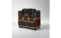 Oxford Textile 18 Inch Tool Bag Black and Orange Hard Bottom Tool Bag Flat-Lid Design Portable Storage Reinforced Handle