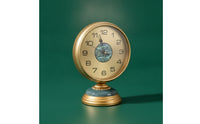 Gold-Tone Desk Clock with Pedestal Brushed Pedestal Clock Vintage-Luxe Analog for Bookshelf