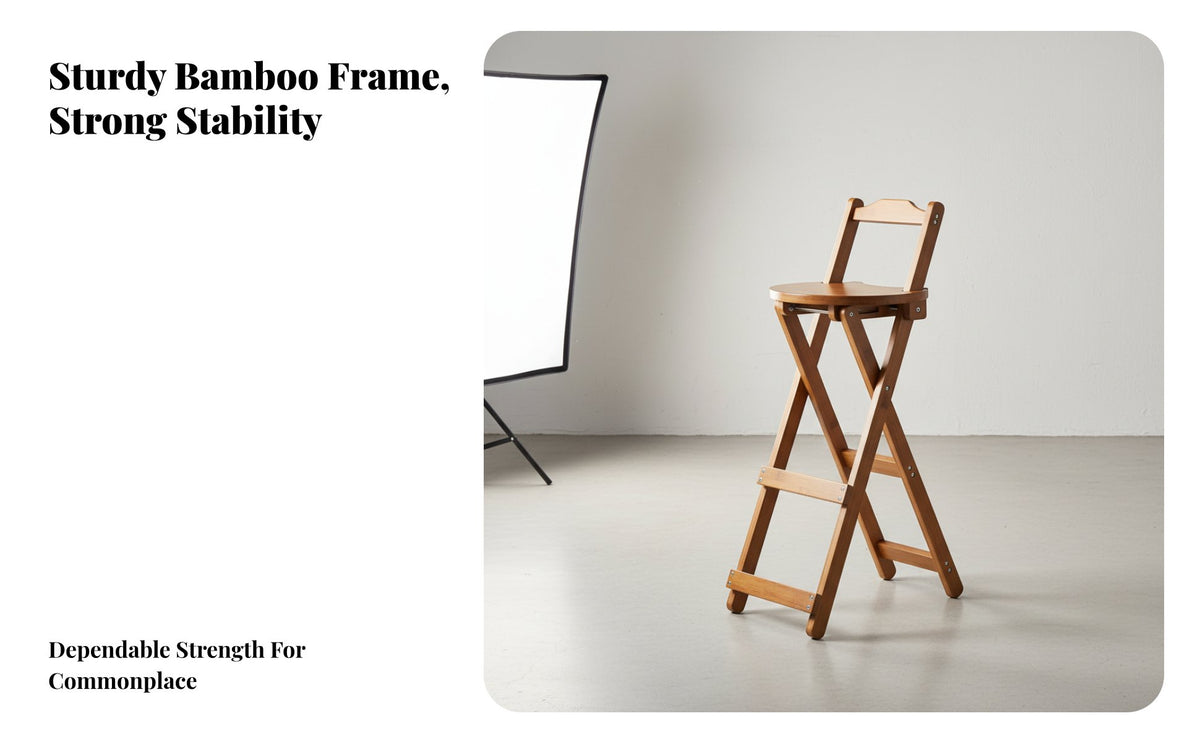 Foldable Design Folding Barstool with Backrest Space-Saving Collapsible Wooden Bar Chair Portable High Stool Lightweight for Art Students, Apartment Dwellers, Dorm Room, Dining Area, Kitchen, Balcony