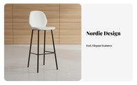 Nordic Design Modern Bar Chair with Backrest Light Luxury High Stool Stable Base Counter Seating Built-in Footrest for Adults, Homeowners, Restaurant Owners, Reception Area, cafe, Kitchen Island, Dining Room