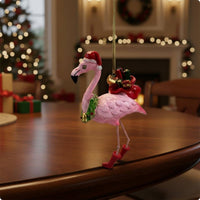 Christmas Flamingos Hanging Ornament Flamingos Christmas Ornament Weather Resistant