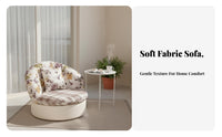 Removable and Washable Cover Upholstered Round Armchair Modern Design Upholstered Contoured Seat Comfortable Cushion Lounge Chair Breathable Upholstery for Adults, Students, Homeowners, Bedroom, Study Room, Reading Nook, Home Detachice