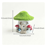 Miniature Fairy House Resin Fairy Garden House with Moss Roof Lighted Mini Cottage Forest for Hobbyists, Gardeners, Micro Landscape, Patio