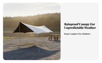 Protection Hexagonal Camping Tarp Rainproof Butterfly Canopy Tent Portable Waterproof Camping Shelter Black Vinyl Coated for Campers, Families, Picnic, Beach, Travel, Park