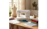 Electric Sewing Machine 23 Stitch Patterns Desktop Sewing Machine Home Craft Tool Compact Stitching Device White