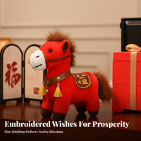 Chinese New Year Horse Stuffed Toy Soft and Cuddly Chinese New Year Horse Stuffed Toy Blessing Souvenir for Family, Collectors, Spring Festival