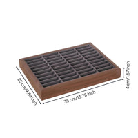 Rectangular Compartmented Jewelry Tray Brown Wood-Grain Wooden Jewelry Tray Felt-Like Accessory Storage Easy to Organize