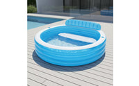 Inflatable Pool with Backrest Drain Outlet Round Pool with Seats 590 L Capacity