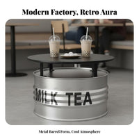 utilitarian aesthetic Oil Drum Chair and Table Retro Design Barrel Seating Creative theme Commercial Furnishing sturdyDuty for Bar Owners, Homeowners, partners, Restaurant, Garden, Backyard, Porch