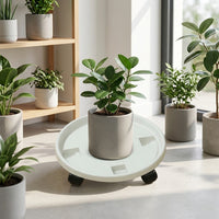 Flower Pot Stand with Plant Pot Tray and Base, Heavy Duty PP Material Pot Stand with Swivel Caster Wheels for Large Indoor Houseplant Decor