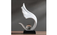 Contemporary Table Sculpture with Crystal Ball Modern Abstract Art Sculpture Resin Decorative Statue with Crystal Ball Feng Shui for Homeowners, Living Room, Bookshelf, Office, Entryway