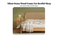 Solid Wood Rattan Bed No Box Spring Needed Rattan Headboard Bed Frame Easy Assembly for Homestay Owners, Couples, Guest Room, Apartment, Vacation Home