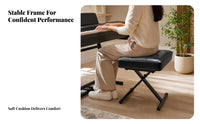 Padded Keyboard Seat Metal Frame Adjustable Piano Bench Portable