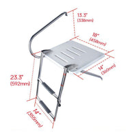 Curved Handrails Boat Swim Platform Textured Dot Pattern Stainless Steel Swim Platform Ladder Non-Slip Boat Boarding Ladder