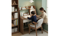 Stable Structure Student Writing Desk with Bookshelf Sturdy Construction Kids Desk with Hutch Spacious Desktop Easy Assembly for Students, Bedroom