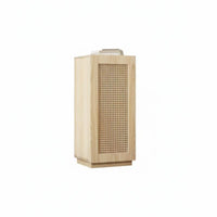 Minimalist Design Rattan Door Bedside Cabinet Multi-Functional Rattan Accent Storage Table Space-Saving Nightstand Versatile for Apartment Dwellers, Homeowners, Interior Decorators, Bedroom, Living Room, Small Areas, Entryway