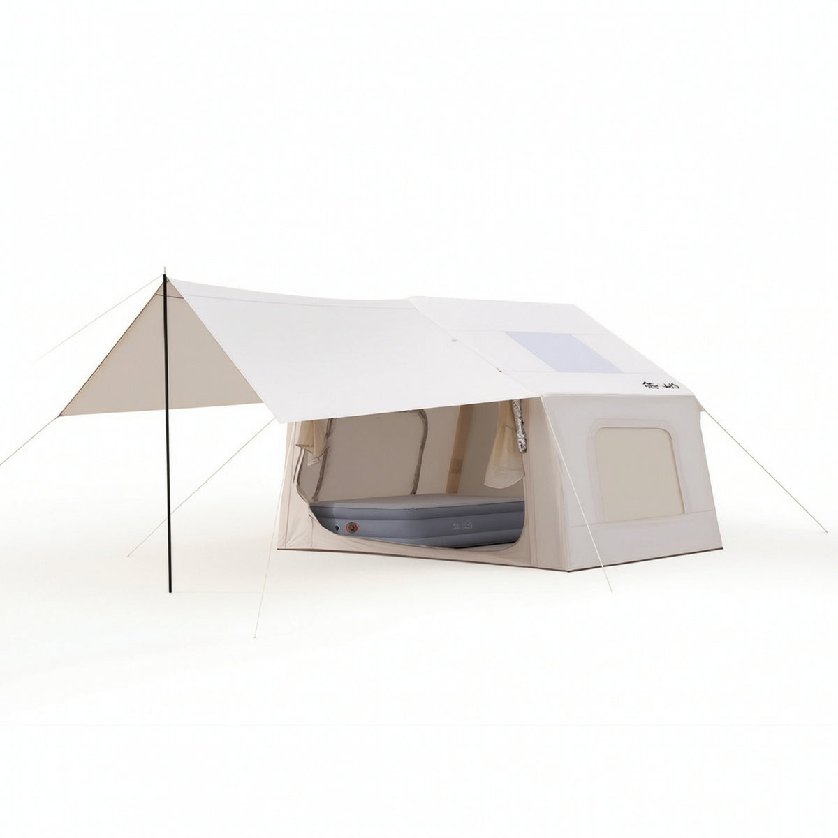 Inflatable Tent with Awning Spacious Inflatable Tent with Mesh Openings and Doors Portable for Outdoor Trips, Car Camping