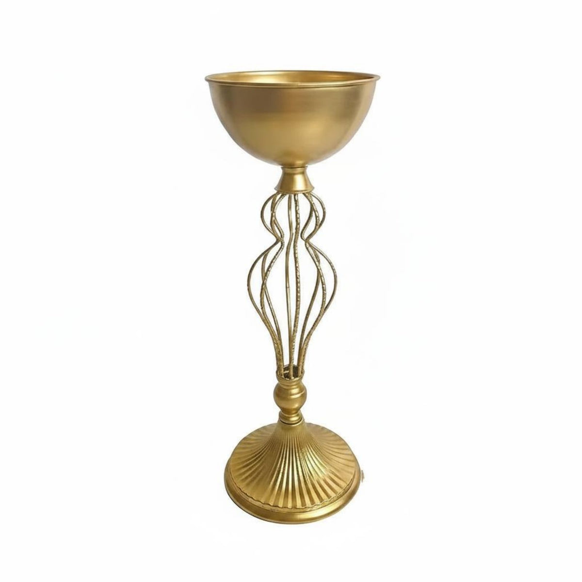 Tall Gold Flower Stand Light Luxury Wedding Centerpiece Vase European Style Metal Pedestal Vase for Banquet, Entryway, Dining Table