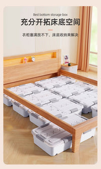 床底收纳箱床下扁平被子鞋子衣服毛绒玩具带轮抽屉收纳塑料整理 【长101宽51高19】灰透·一米超大特厚双向8滑轮