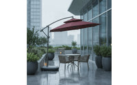 Offset Umbrella with Base Crank-Lift Double Top Patio Umbrella Water-Fillable for Homeowners, Cafe Owners, Garden, Terrace, Backyard