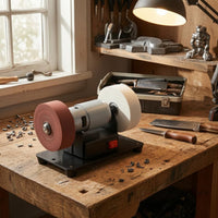Metal Housing Two-wheelWheel Bench Grinder Black Base Electric Bench Grinder Multi-Purpose Benchtop Sander Red Switch for Workbench