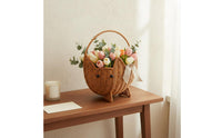 Multi-Use Feline-Shaped Wicker Basket Decorative Feline Face Hand Basket Handles Soft and Structured for Flower Arrangement, Gift Giving, Table Display